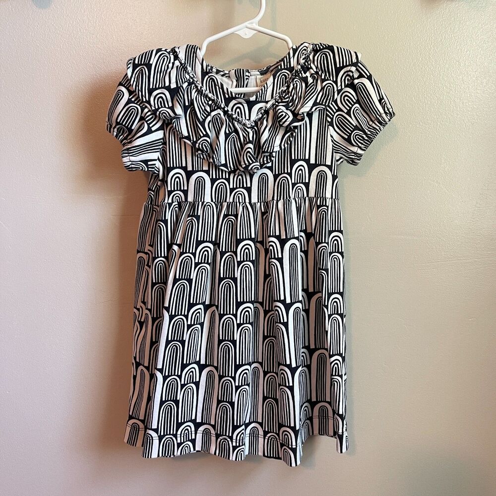 Kate Quinn Rainbow Dress 3T | Black Print Soft Cotton EUC | Short Sleeve